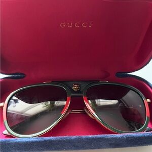 Gucci Red and Gold Aviator Sunglasses